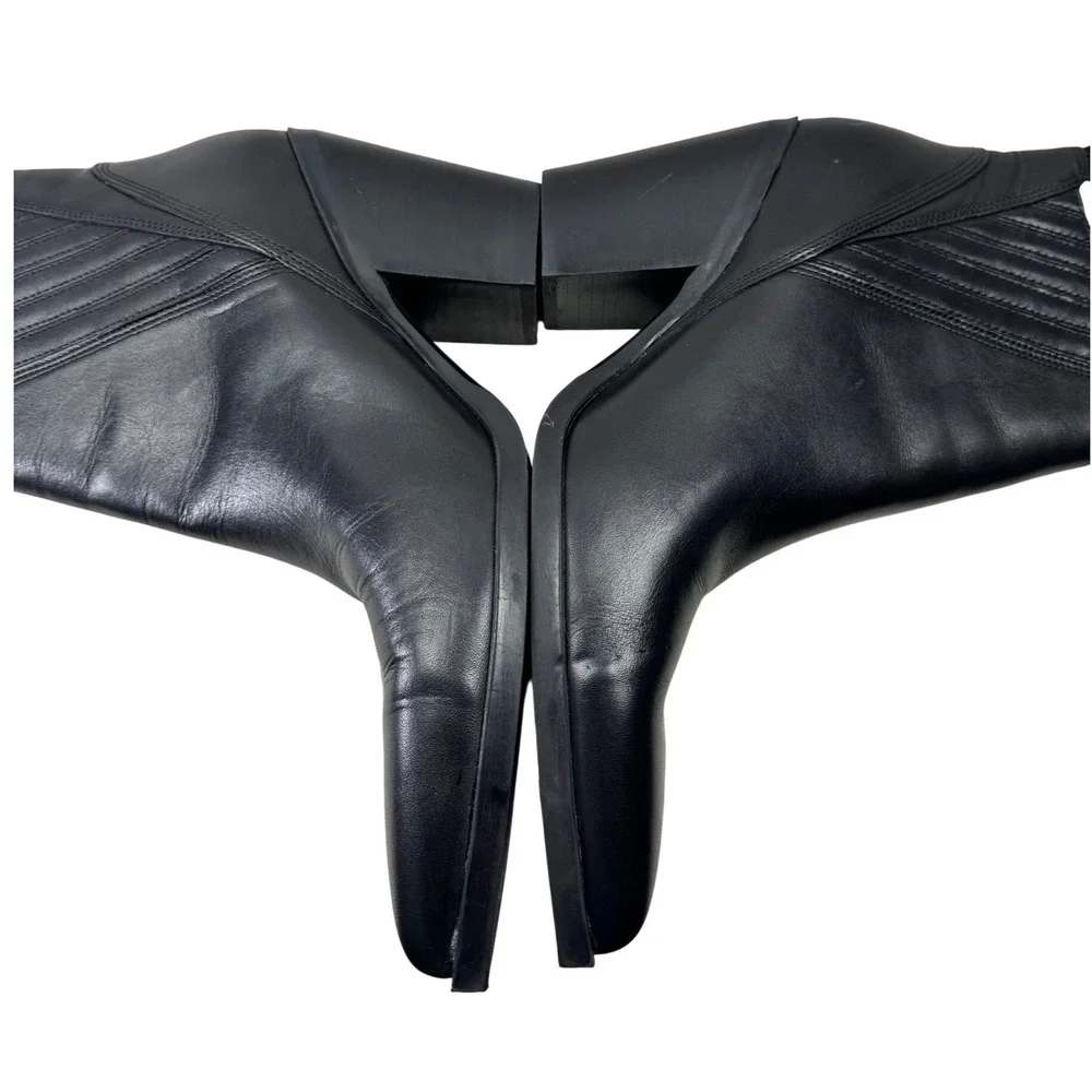 Marc Fisher LTD Gadri Ankle Boot Women 12 Black Leather Pointed Toe Block Heel - Picture 4 of 16
